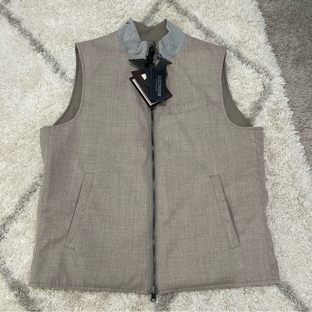 NWT Lucchese Bootmaker reversible vest size medium in tan color brand new